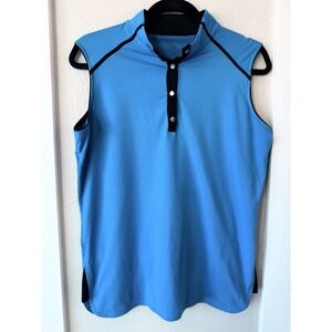 TAIL Womens Sz L Sleeveless Golf Blue / Black Top Shirt